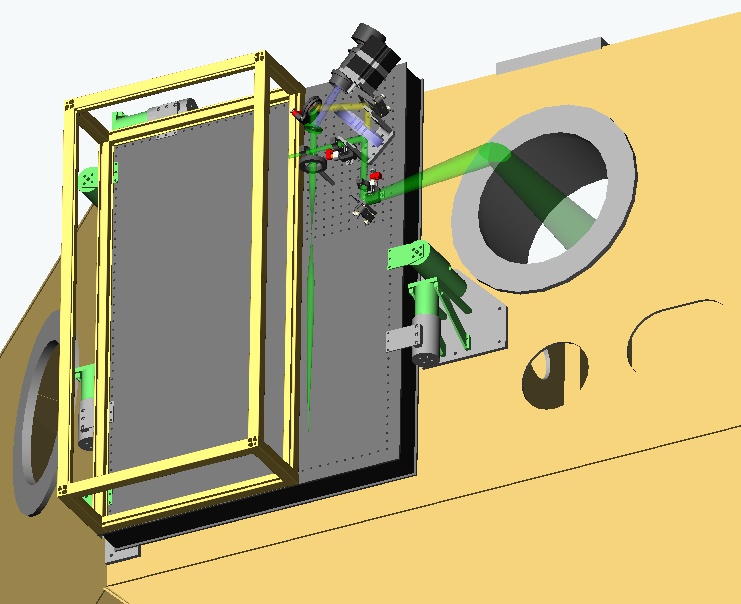 3D rendering of laser bench on scope