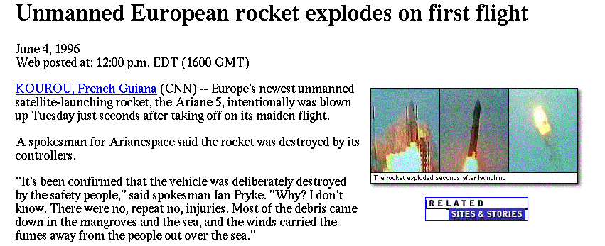 ariane 5 integer overflow